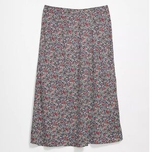 Loft Plus 20 Gray Ditsy Floral Elastic Waist Fairy Festival Spring Midi Skirt